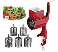 RoseFlower Rallador de queso giratorio, cortador de verduras de tambor, rallador verduras, con 5 cuchillas de tambor reemplazables, Grueso y fino rebanadas, Molienda de especias nueces #3