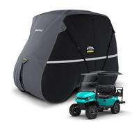 Rosefray Funda para carrito de golf, tela Oxford 420D resistente, diseño impermeable y resistente al viento, se adapta a coches club, EZGO, Yamaha 4/4+2 carritos de pasajeros, negro/gris