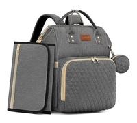 ROSEGIN, Mochila de pañales de viaje con cambiador, funda para chupetes, para niño y niña, grande, elegante, impermeable, regalo para mamá, fiesta del bebé, Gris
