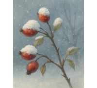 Rosehip Under the Snow - Botanical Winter Notebook: 7.5×9.25” Wide-ruled 120 pages