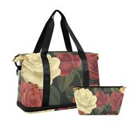 Rosehips - Bolsa deportiva para gimnasio, bolsa de fin de semana, con correa ajustable, paquete de 2, rosa salvaje, 1 tamaño, Rosa Salvaje, 1 size