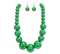 Rosemarie & Jubalee Juego de pendientes de collar de perlas de imitación para mujer, tamaño XL, con extensión de 45,7 cm y 4 cm, Metal Vidrio, Cuenta