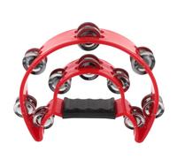 ROSENICE Pandereta De Mano De Doble En Forma De Media Con Cascabeles MetáLicos, Instrumento Musical Para Fiestas Y Festivales (Rojo)