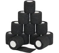 ROSENICE Vendajes cohesivos médicos Cinta autoadhesiva del abrigo Cinta elástica de primeros auxilios 12 rollos (Negro)