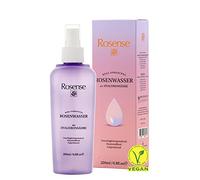 Rosense Spray de agua de rosas con ácido hialurónico, spray hidratante para limpieza facial, vegano, 100% natural, 200 ml