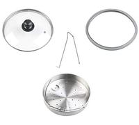 Rosenstein & Söhne Accesorio para Vaporeras - Inserto de tamiz: Juego de insertos de vaporera de acero inoxidable de 4 piezas para ollas a presión (Tapa de vidrio para olla de cocción)