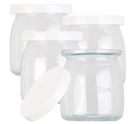 Rosenstein & Söhne Accesorio para Yogurteras - Máquina de yogur: set of 4 Tazas de repuesto con tapa para yogurtera, each 180 ml, white lids (yogur máquina, Fabricante yogurt)