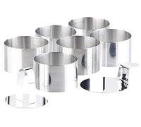 Rosenstein & Söhne Anillos para tartas - Anillos de postre: 6 redondos Postre-/Comida para servir, con elevador y pisón, Ø 8 cm, 5 cm de alto, acero inoxidable (Anillos para hornear)