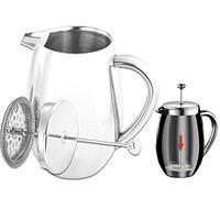 Rosenstein & Söhne Cafeteras de émbolo - Jarra de vacío: Aislado térmicamente Cafetera, Sistema de prensa francesa, acero inoxidable (Cafetera acero inoxidable doble pared, prensa)