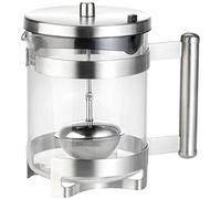 Rosenstein & Söhne Deportes y aire libre - tetera vidrio: Tetera de vidrio borosilicato, Colador de té, Mango y marco de acero inoxidable, 1 l (con colador extraíble, jarra, té)