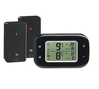 Rosenstein & Söhne HOGAR Y COCINA - termómetro para refrigerador: Termómetro para refrigerador y congelador, negro, Digital, 2 sensores inalámbricos (congelador, de frigorífico inalámbrico)