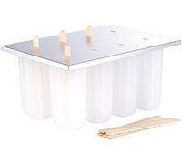 Rosenstein & Söhne Moldes para helados - hielo en el tallo Moldes: Máquina para hacer paletas de hielo con 8 moldes para helado y palos de madera (en el tallo envase, forma, silicona)