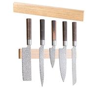 Rosenstein & Söhne Soportes para cuchillos de cocina - cuchillo Banda magnética: Imán- Cinta magnética para cuchillos, madera de Hevea auténtica, maciza (Diseño de banda)