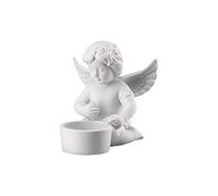 Rosenthal Ángel de Porcelana con Corona de Flores, Color Blanco Mate, 8,8 cm de diámetro, 10,2 cm de Alto