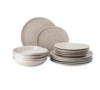 Rosenthal Junto Soft Shell - Juego de platos llanos y platos hondos (18 piezas, apto para lavavajillas y microondas), color gris