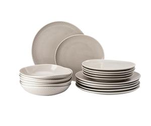 Rosenthal Junto Soft Shell - Juego de platos llanos y platos hondos (18 piezas, apto para lavavajillas y microondas), color gris