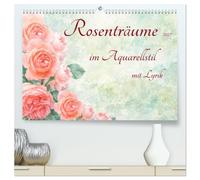 Rosenträume im Aquarellstil (hochwertiger Premium Wandkalender 2027 DIN A2 quer), Kunstdruck in Hochglanz: Jahresglück mit zarten Aquarellrosen