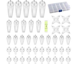 RoserRose 44 Piezas Colgar Cuadros Sin Agujeros, Ganchos De Pared PláSticos, Juego De Gancho De Imagen, Ganchos Para Colgar Cuadros Sin Taladrar Para Paredes De Yeso, Marcos De Fotos (5 TamañOs)