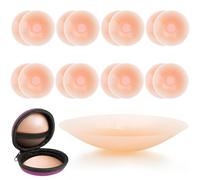 RoserRose 8 Pares Pezoneras Adhesivas Invisibles, Pezoneras Reutilizables, 6.5cm Cubiertas para Pezones Ultrafinas, Cubre Pezones Impermeables para Sin Espalda Corte Bajo, Vestido de Noche