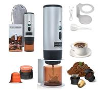 RoserRose Máquina de Café Portátil, Cafetera Capsulas - Inalámbrica y Auto-Calentadora - Con Batería 7800mAh, Función de Carga USB-C y Presión de 20 Bar - Compatible con NS/DG/Café Molido (Gris)