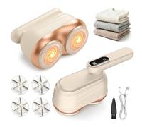 RoserRose Quitapelusas electrónico 2 en 1 con doble cabeza con mango plegable - Quitapelusas profesional para todo tipo de tejidos, elimina pelusas de jerséis (beige)