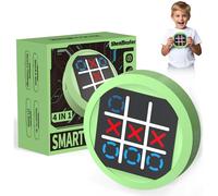 RoserRose Tres En Raya Electronico, Juego De Mesa Tic-TAC-Toe 4 En 1, Regalos Cumpleaños Niños Colegio, Juego De Puzzle Digital ElectróNico, Juego Familiar PortáTil (Verde)