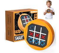 RoserRose Tres En Raya Electronico, Juego De Mesa Tic-TAC-Toe 4 En 1, Regalos Cumpleaños Niños Colegio, Juego De Puzzle Digital ElectróNico, Juego Familiar PortáTil (Amarillo)
