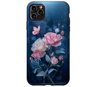 Roses Butterfly Stained Art Effect Stain Pink Blue Trans Carcasa para iPhone 11 Pro MAX