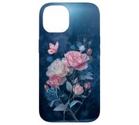 Roses Butterfly Stained Art Effect Stain Pink Blue Trans Carcasa para iPhone 14