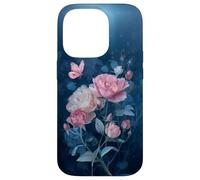 Roses Butterfly Stained Art Effect Stain Pink Blue Trans Carcasa para iPhone 14 Pro
