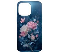 Roses Butterfly Stained Art Effect Stain Pink Blue Trans Carcasa para iPhone 14 Pro MAX