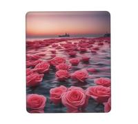 Roses by the sea - Alfombrilla de mouse multicolor con borde de bloqueo de goma gruesa de 7 x 8.6 pulgadas para oficina, juegos, estudio y escritorio de trabajo