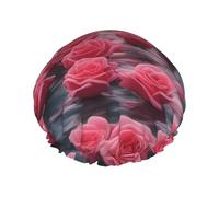 Roses by the sea - Gorro de ducha con estampado de mar, reutilizable, doble capa, transpirable, de secado rápido, perfecto para el hogar, spa, hotel y viajes