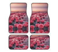Roses by The Sea - Juego de 4 alfombrillas para coche, interior limpio, fácil de limpiar y no se decolora, mantiene tu coche, camión o furgoneta
