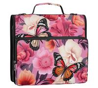 Roses - Carpeta de archivos con cierre de mariposa, anillos en D, organizador expandible con correa para el hombro y asa, carpetas de 3 anillos para cartera y funda