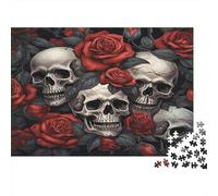 Roses crâne gothiques Cadeau Unique Décoration Intérieure Style d'art Floral Sombre Jeu Éducatif Challenge Toy Adultes & Enfants Des 14 ANS 38x26cm/1000pcs