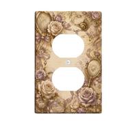Roses Duplex - Placa de pared con lazos románticos vintage, conchas de plástico beige, tamaño estándar para tomas de corriente para el hogar, sala de estar, dormitorio, decoración de baño
