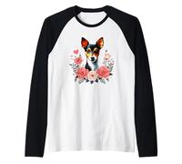 Roses Flowers Toy Fox Terrier American Toy Terriers Camiseta Manga Raglan