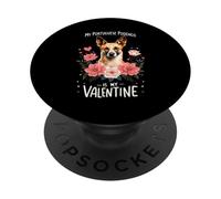 Roses Flowers Valentine's Day Portuguese Podengo Valentines PopSockets PopGrip Adhesivo