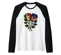Roses Half American Half Mexican USA México Bandera Camiseta Manga Raglan