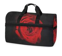 Roses in Black - Bolsa de viaje para hombres, mujeres, niños, niñas y adolescentes, bolsa de gimnasio deportiva de gran tamaño con compartimento para zapatos, bolsa de entrenamiento durante la noche,