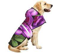 Roses In Bloom - Chubasquero impermeable para perro con capucha, tiras reflectantes y correa ajustable para el vientre, se adapta a perros pequeños a grandes