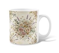 Roses - Taza de café de cerámica, diseño vintage botánico de lavanda, margaritas primaverales, pastel, novedosa taza de trabajo con asa, ideal para amigos, familiares, compañeros de trabajo, amantes