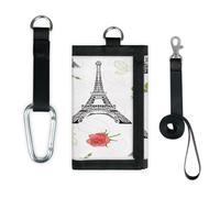 Roses Torre Eifel París Cartera delgada de bolsillo pequeño organizador de dinero ligero portátil monedero