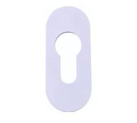 Roseta adhesiva PZ oval de aluminio - autoadhesiva con 3M VHB - RAL 9016 Blanco - resistente a la intemperie y sin necesidad de taladrar - para puertas interiores y exteriores - accesorio de puerta