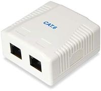Roseta de superficie categoria 6 2 hembras rj45 color blanco