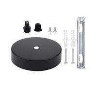 Roseta de Techo Soporte para Lámpara Colgante Redonda Negra DIY | Plástico E Hierro, Acabado Mate Elegante, Cubre Cables Vistos, para Cajas de Conexión y Cocinas