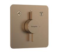 hansgrohe DuoTurn Q, grifo de ducha empotrado para 2 funciones, grifo monomando ducha, mezclador monomando de ducha para iBox universal 2, bronce cepillado
