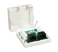 Roseta Superficie RJ45 Cat.6 UTP, 2 Tomas, Color Blanco; Ideal para Conexiones de Red en oficinas y hogares, Garantiza Alta Velocidad de Transferencia.
