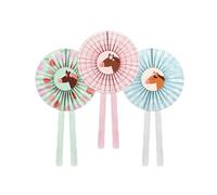 Rosetas de papel decorativas de 35 cm, juego de 3 unidades con diseño de caballos, rosetas de papel para colgar y decorar, abanicos de papel, decoración de cumpleaños infantiles, decoración de papel y
